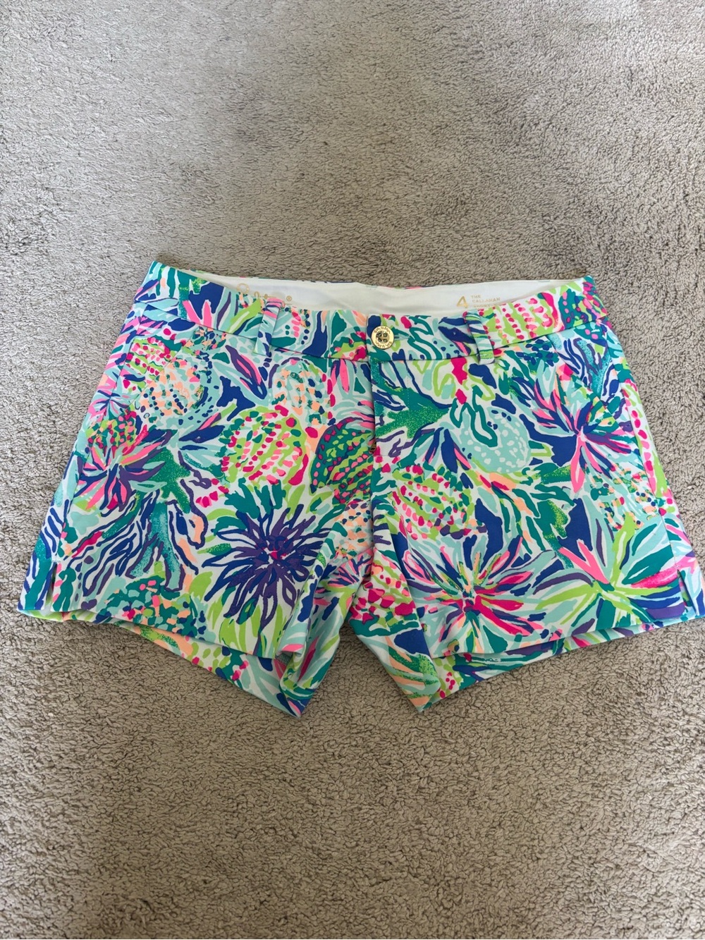Lilly Pulitzer Bright Floral Blue Pink Green Print Shorts